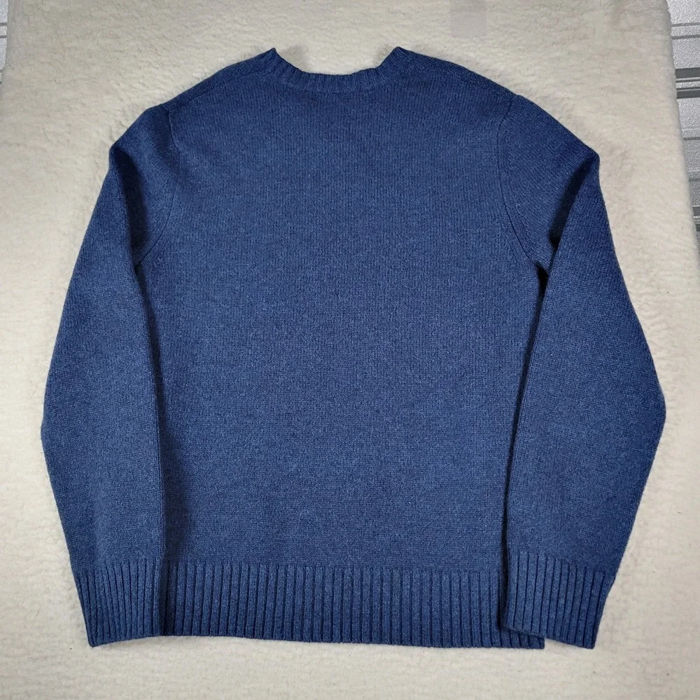 Banana Republic Sweater Mens Large Blue Argyle 100% Lambswool V-Neck Knit 0739